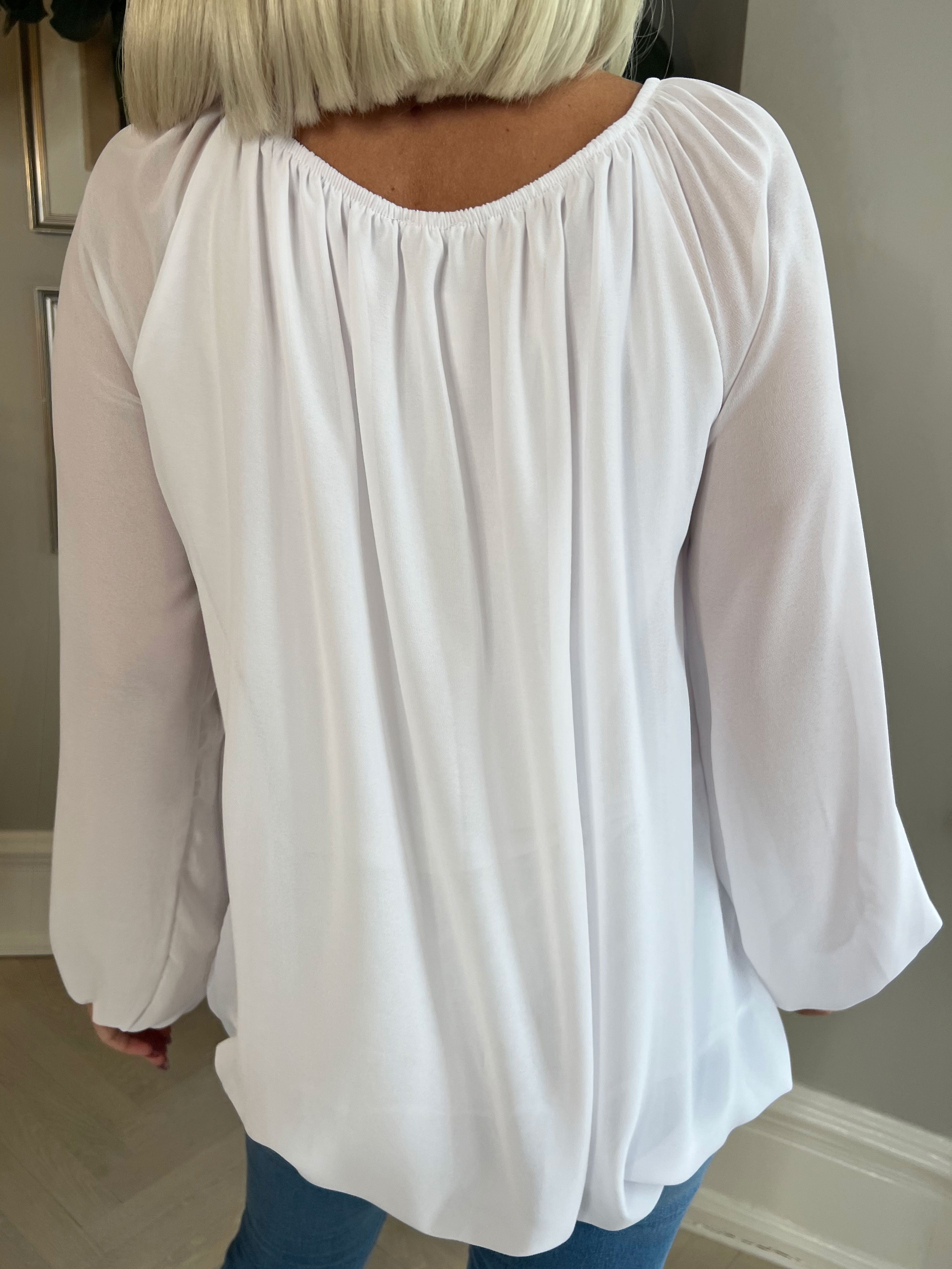 Ellen - Enkel tunika med elastisk halsringning - Light blue